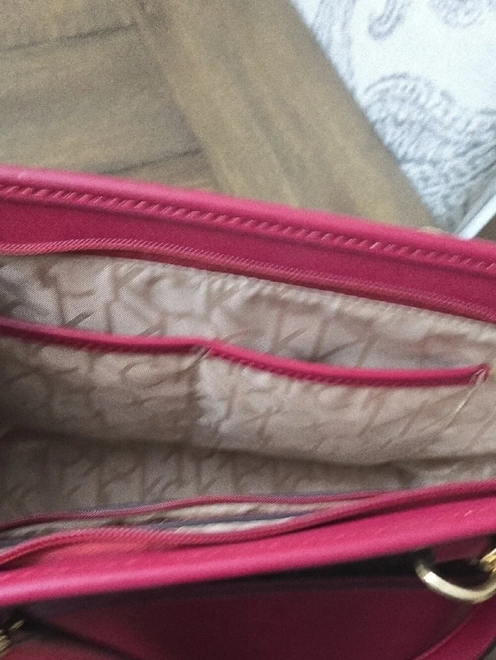 Calvin Klein Burgundy Trim Black Monogram Tote